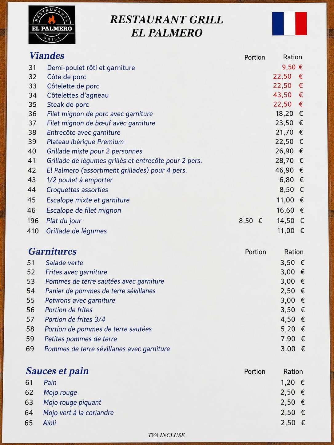 Carte française fournie dans le chat