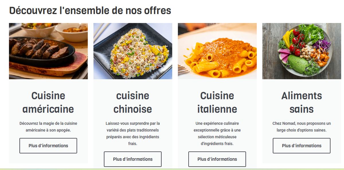 Aperçu des catégories de cuisine
